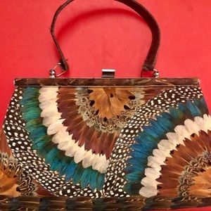 Vintage 1960s-1970s Peasant Peacock Hand Clutch